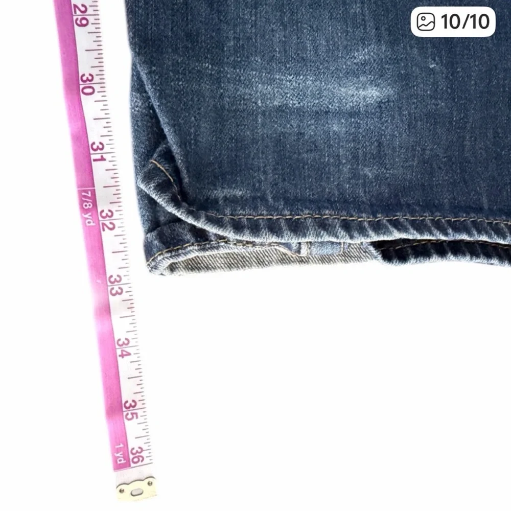 True Religion Jeans Mens 34 Blue Ricky Straight Leg Distressed Denim Inseam 33”